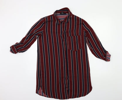 FOREVER 21 Womens Red Striped  Basic Button-Up Size S