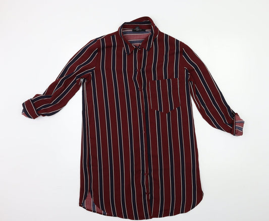 FOREVER 21 Womens Red Striped  Basic Button-Up Size S