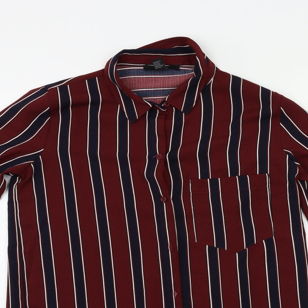 FOREVER 21 Womens Red Striped  Basic Button-Up Size S
