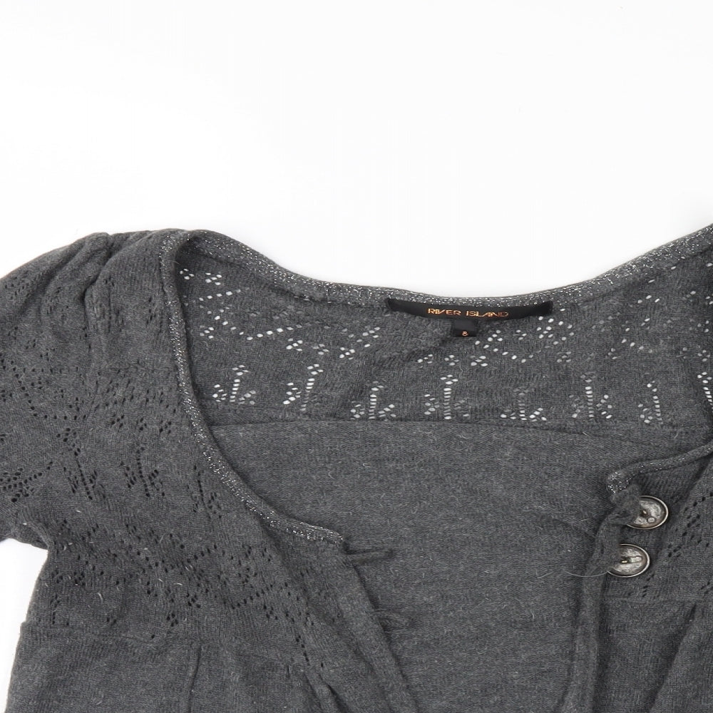 Womens UK Size 8 River Island Grey Shrug Jumper