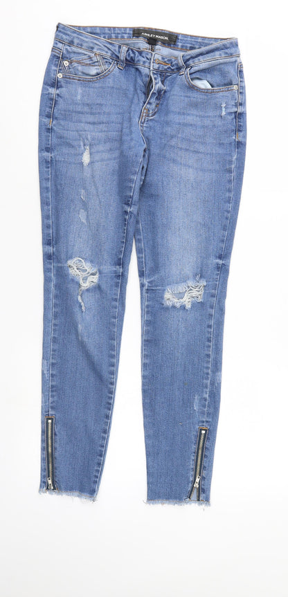 Ashley Mason Womens Blue  Denim Tapered Jeans Size S L27 in