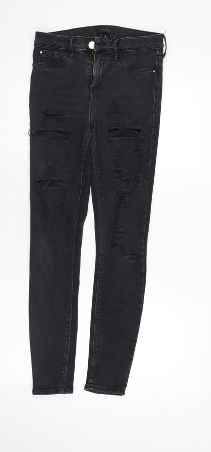 River Island Womens Black  Denim Tapered Jeans Size 10 L28 in