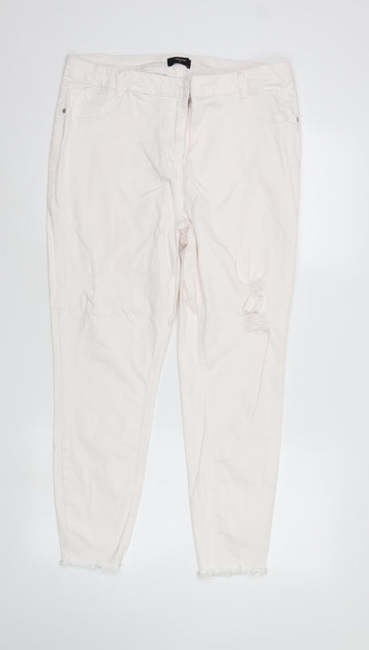/Denim Womens White  Denim Tapered Jeans Size 18 L27 in