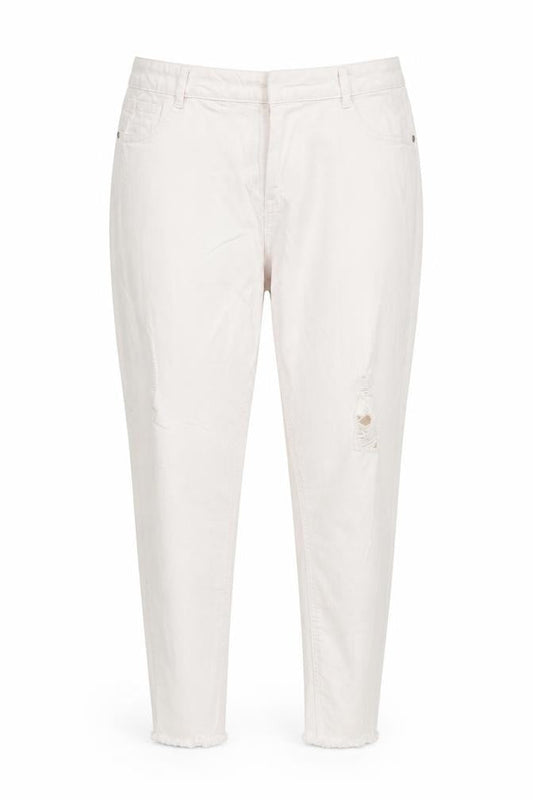 Front view of /Denim women’s white denim tapered jeans, size UK 18, 27-inch leg