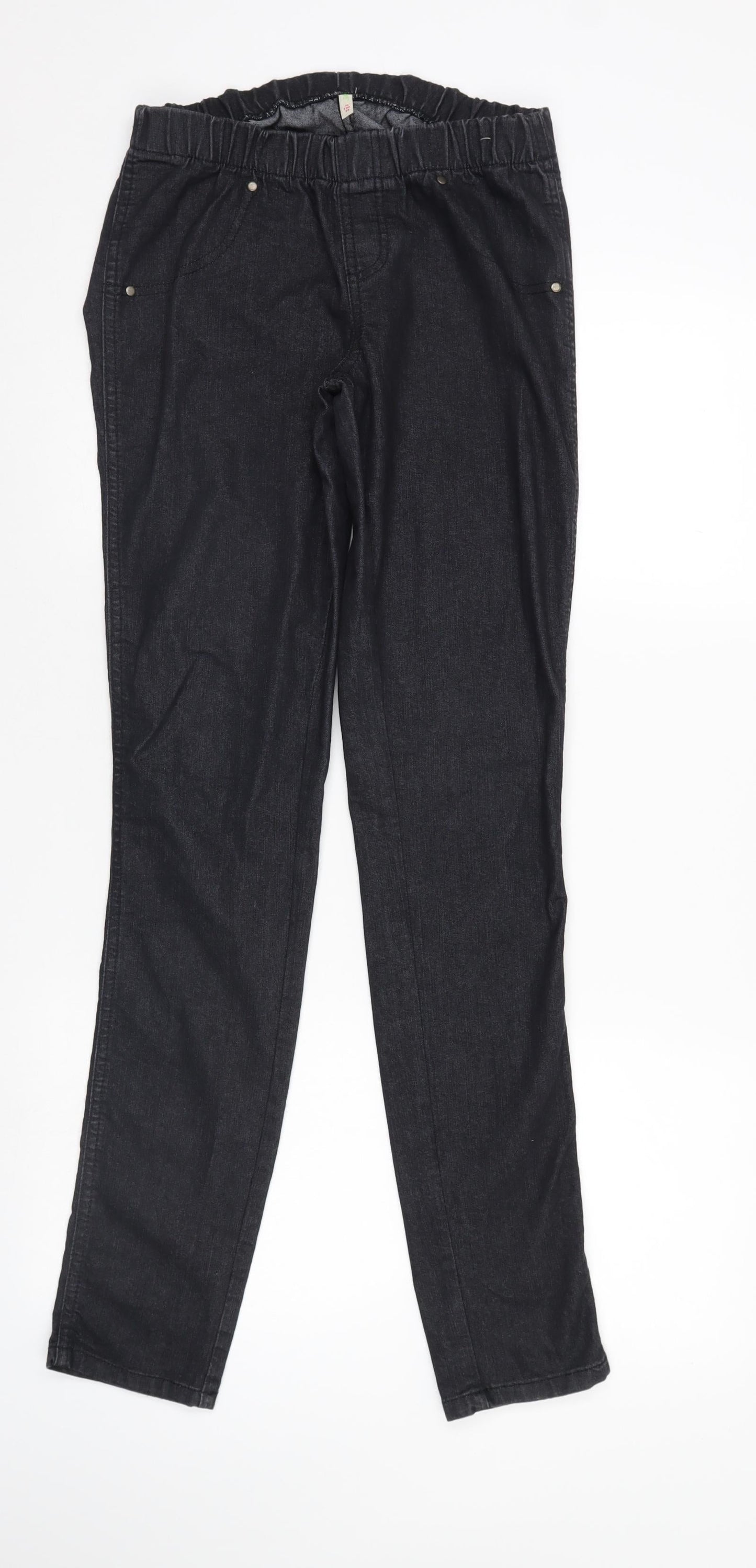 Denim & Co. Womens Black  Denim Straight Jeans Size 10 L32 in - elastic waist