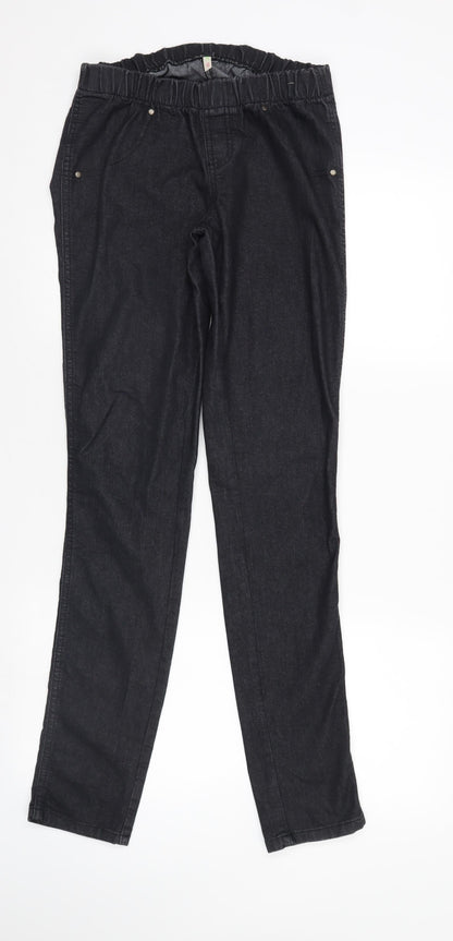 Denim & Co. Womens Black  Denim Straight Jeans Size 10 L32 in - elastic waist