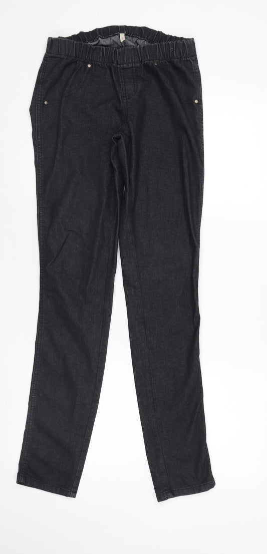 Denim & Co. Womens Black  Denim Straight Jeans Size 10 L32 in - elastic waist