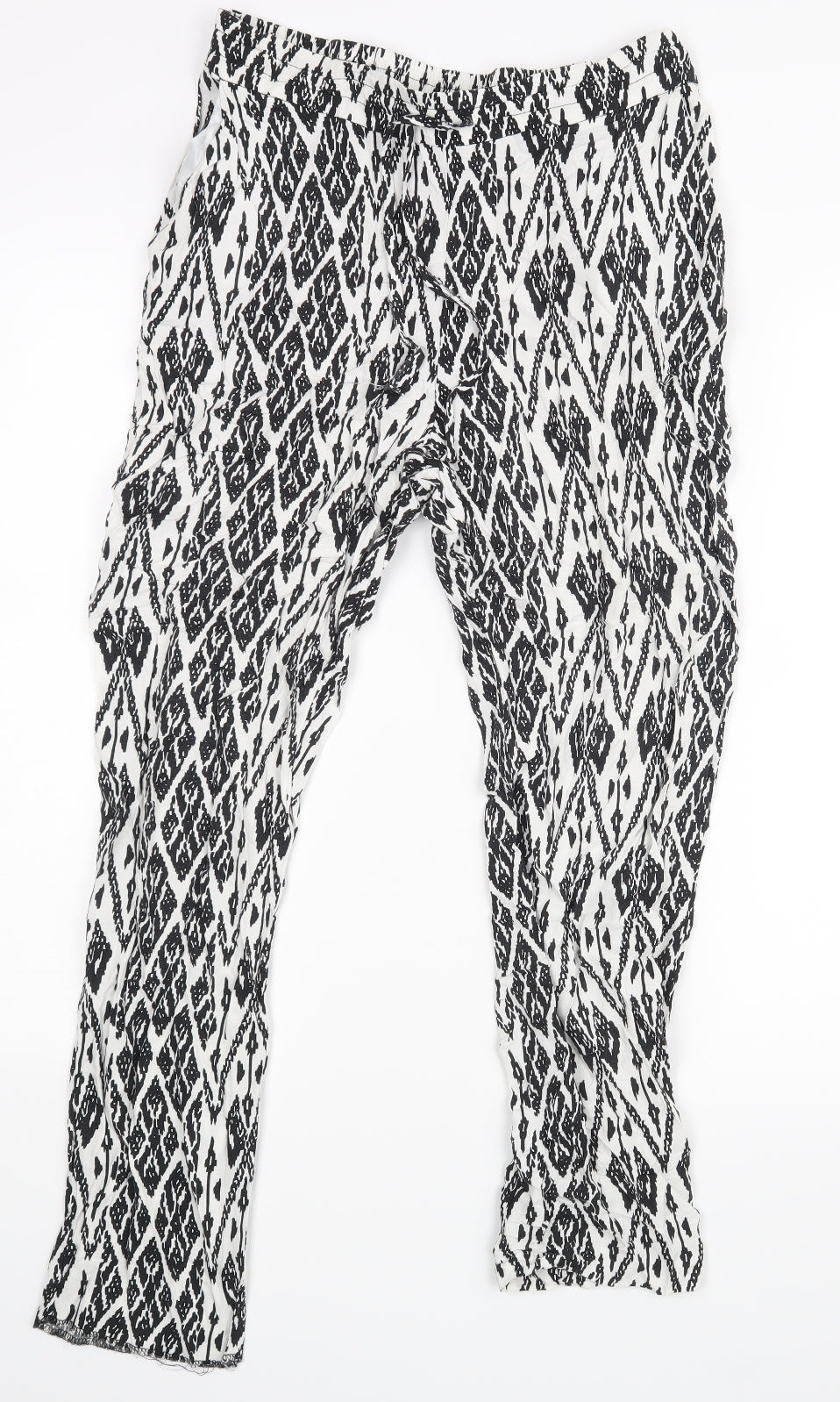 George Womens White Geometric  Trousers  Size 12 L26 in