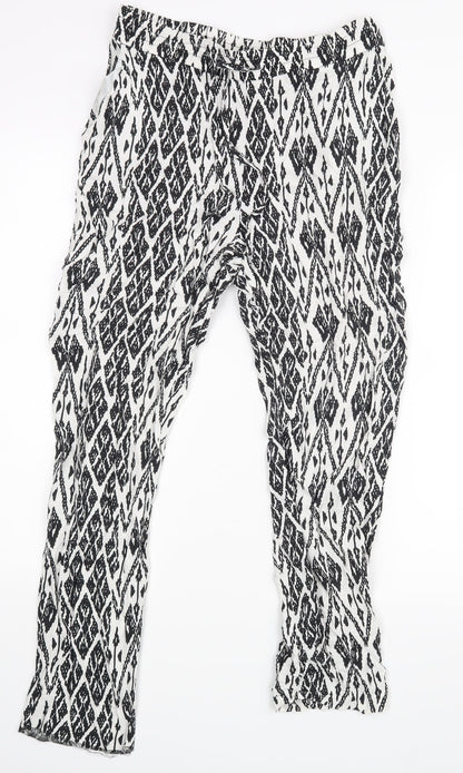 George Womens White Geometric  Trousers  Size 12 L26 in