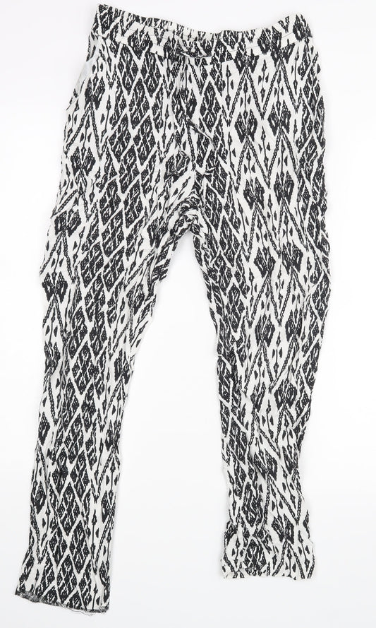 George Womens White Geometric  Trousers  Size 12 L26 in