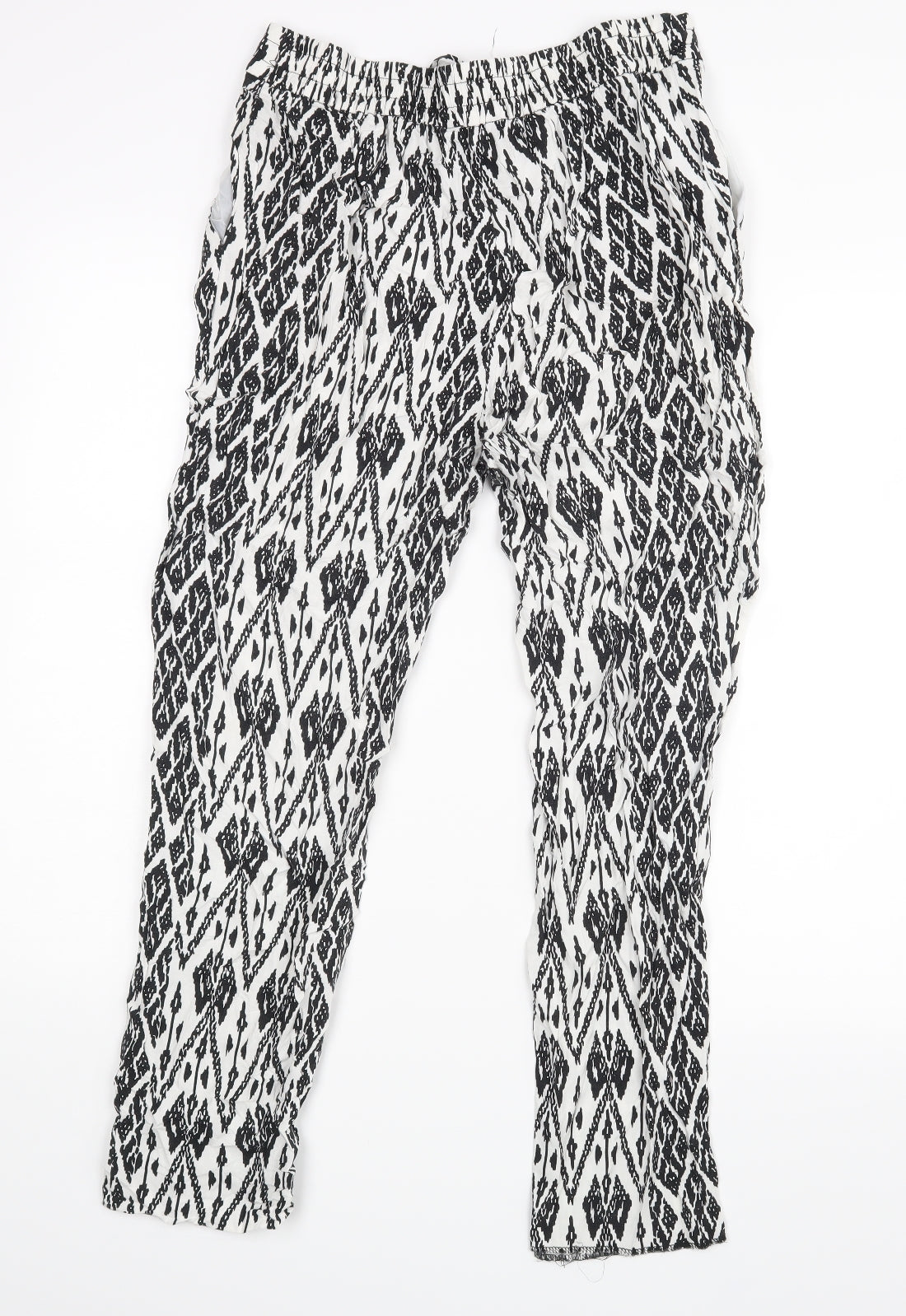 George Womens White Geometric  Trousers  Size 12 L26 in