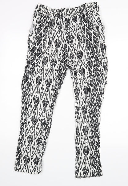 George Womens White Geometric  Trousers  Size 12 L26 in
