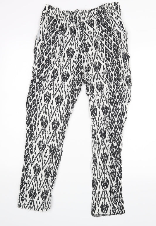 George Womens White Geometric  Trousers  Size 12 L26 in