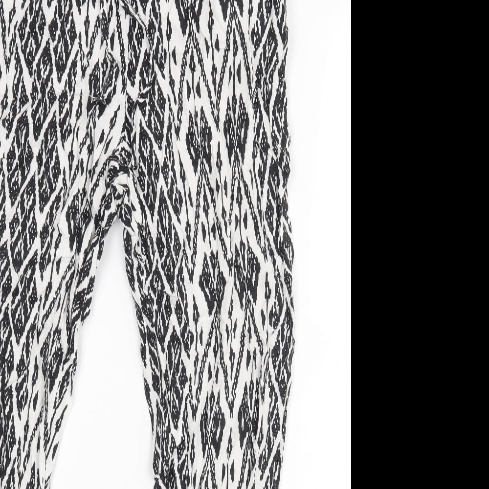 George Womens White Geometric  Trousers  Size 12 L26 in