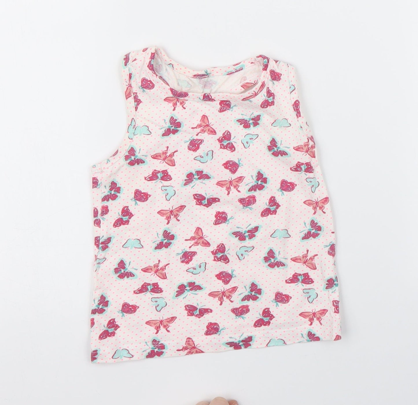 Young Dimension Girls White Animal Print  Basic Tank Size 2 Years  - butteflies