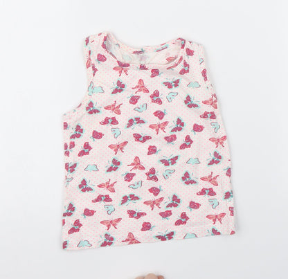 Young Dimension Girls White Animal Print  Basic Tank Size 2 Years  - butteflies