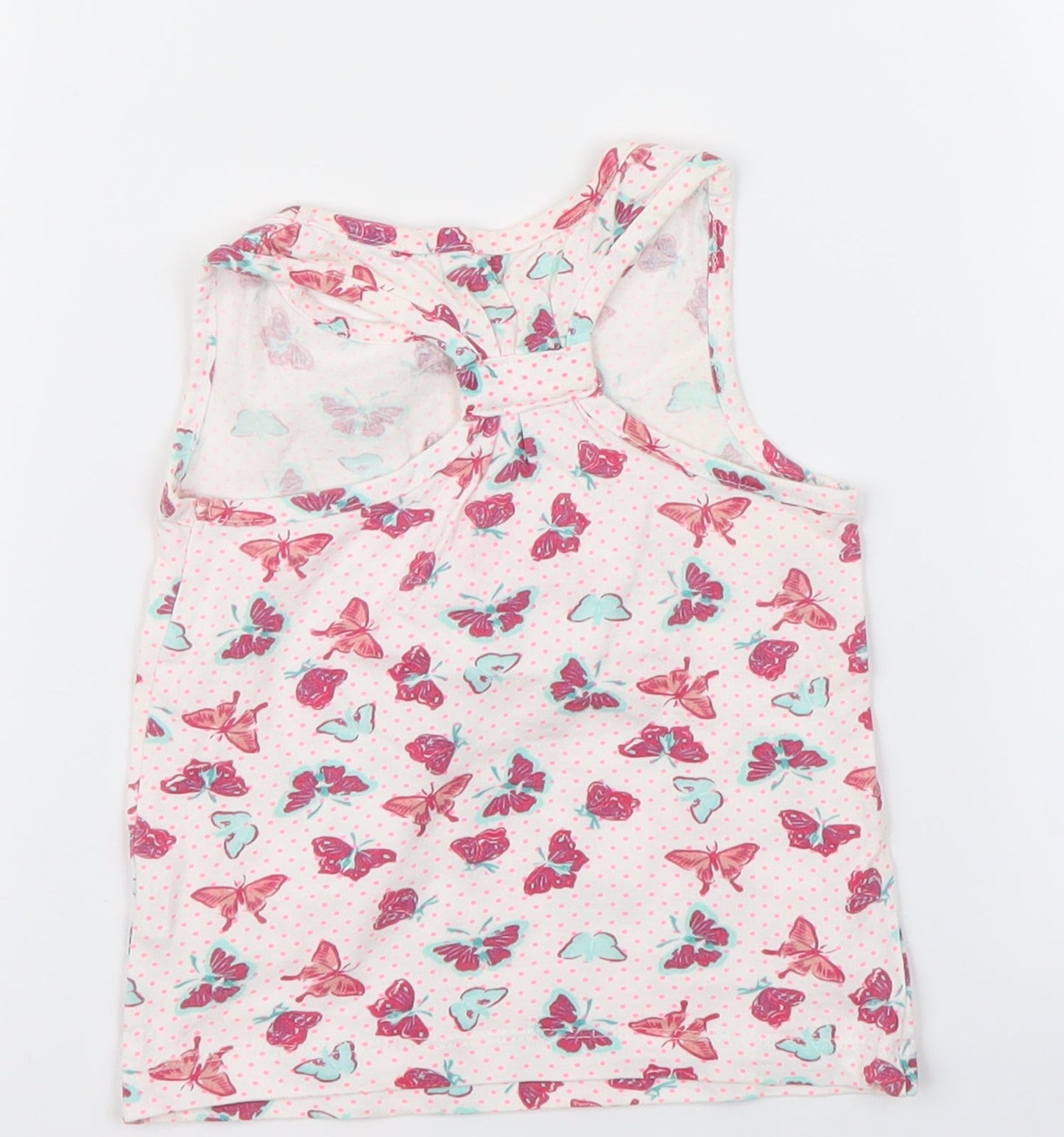 Young Dimension Girls White Animal Print  Basic Tank Size 2 Years  - butteflies