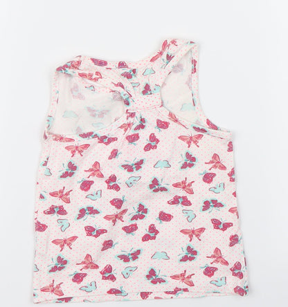 Young Dimension Girls White Animal Print  Basic Tank Size 2 Years  - butteflies