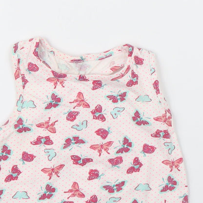 Young Dimension Girls White Animal Print  Basic Tank Size 2 Years  - butteflies