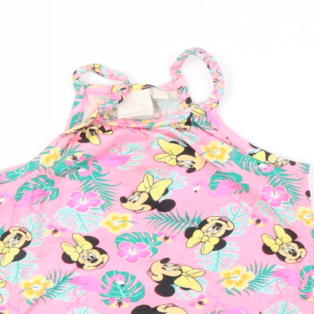 Primark Girls Pink Floral  Basic Tank Size 2-3 Years  - MINNIE MOUSE