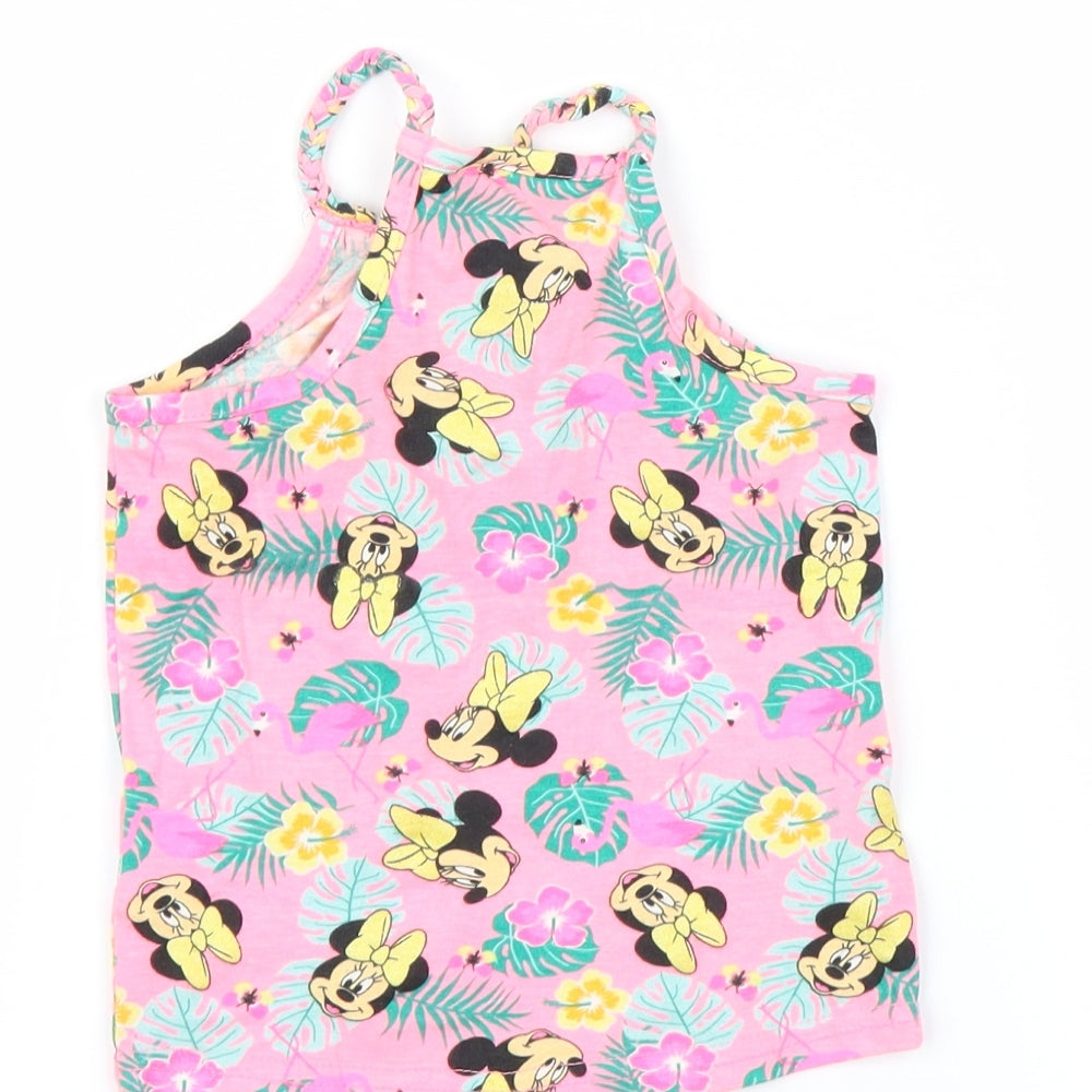 Primark Girls Pink Floral  Basic Tank Size 2-3 Years  - MINNIE MOUSE