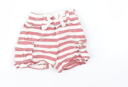 Nutmeg Baby Red Striped Denim Cropped Jeans Size 3-6 Months  - tie up
