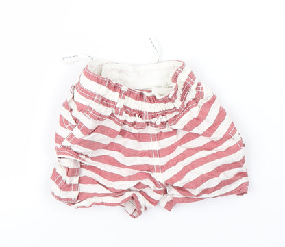 Nutmeg Baby Red Striped Denim Cropped Jeans Size 3-6 Months  - tie up