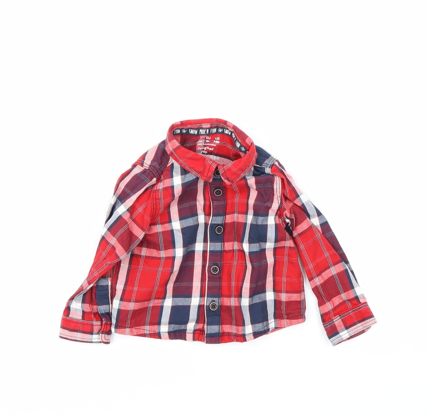 F&F Baby Red Check Flannel Basic Button-Up Size 3-6 Months