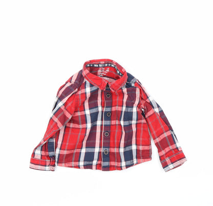 F&F Baby Red Check Flannel Basic Button-Up Size 3-6 Months