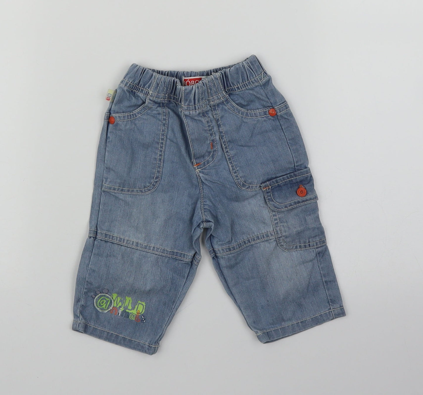 Boboli Girls Blue  Denim Cargo Jeans Size 6-9 Months