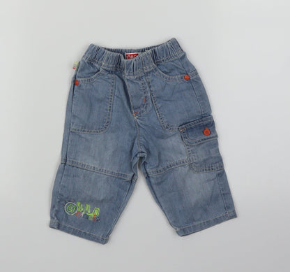 Boboli Girls Blue  Denim Cargo Jeans Size 6-9 Months