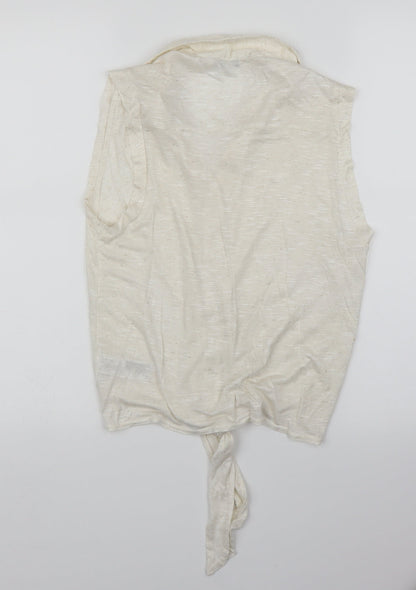 Womens UK Size 10 NEWLOOK White Basic Button-Up