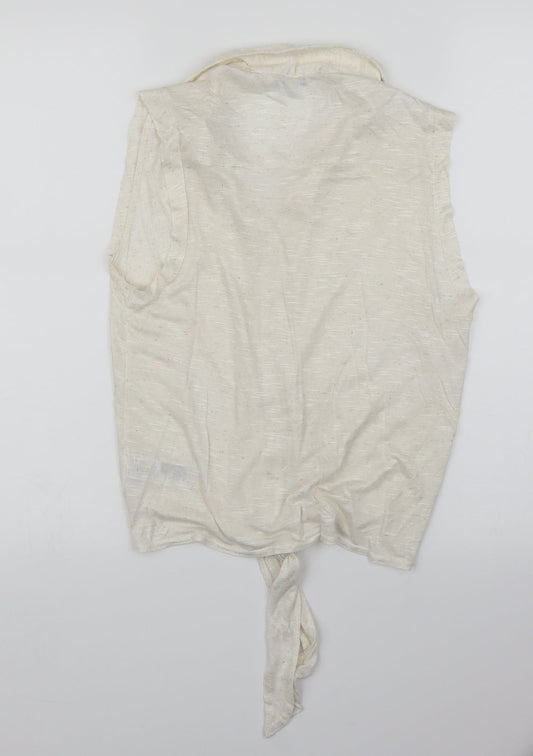 Womens UK Size 10 NEWLOOK White Basic Button-Up