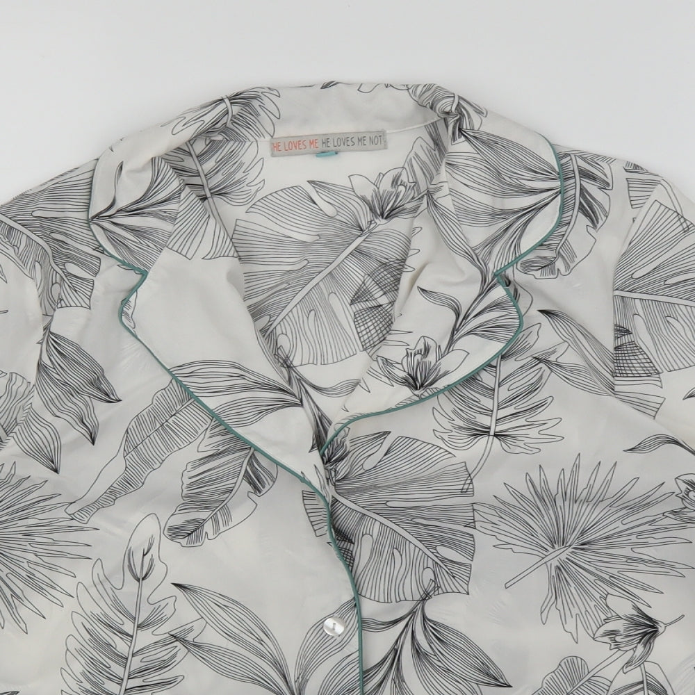 He Love Me He Loves Me Not Womens White Floral  Babydoll Pyjama Top Size S