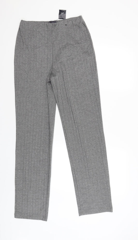M&S Womens Black Striped  Jegging Trousers Size 10 L33 in