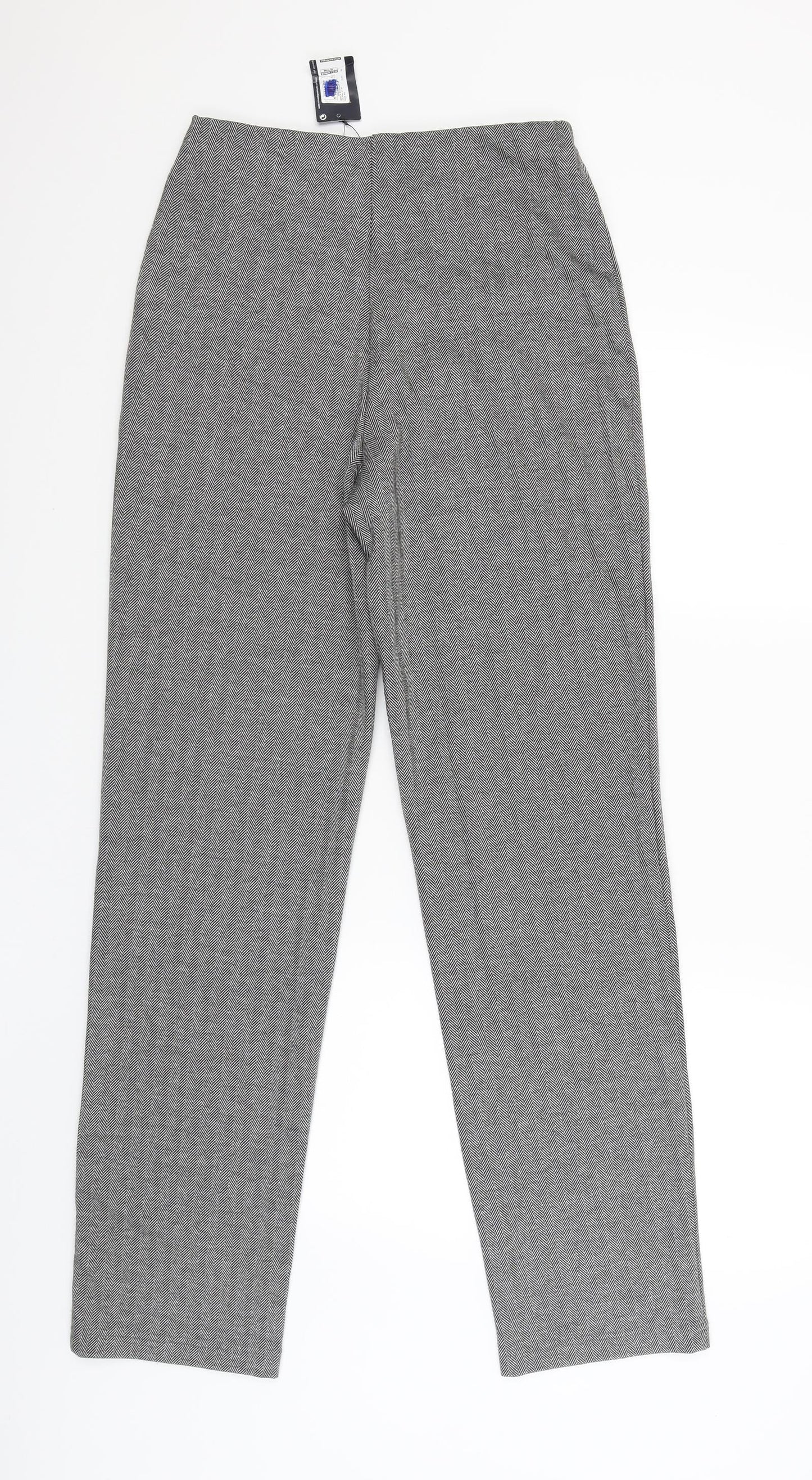 M&S Womens Black Striped  Jegging Trousers Size 10 L33 in