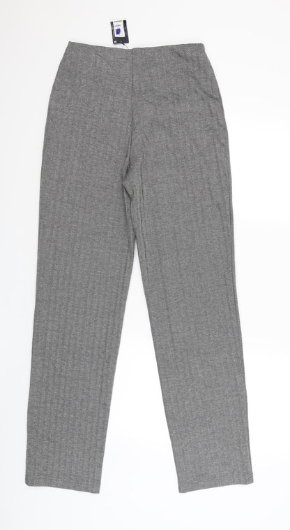 M&S Womens Black Striped  Jegging Trousers Size 10 L33 in