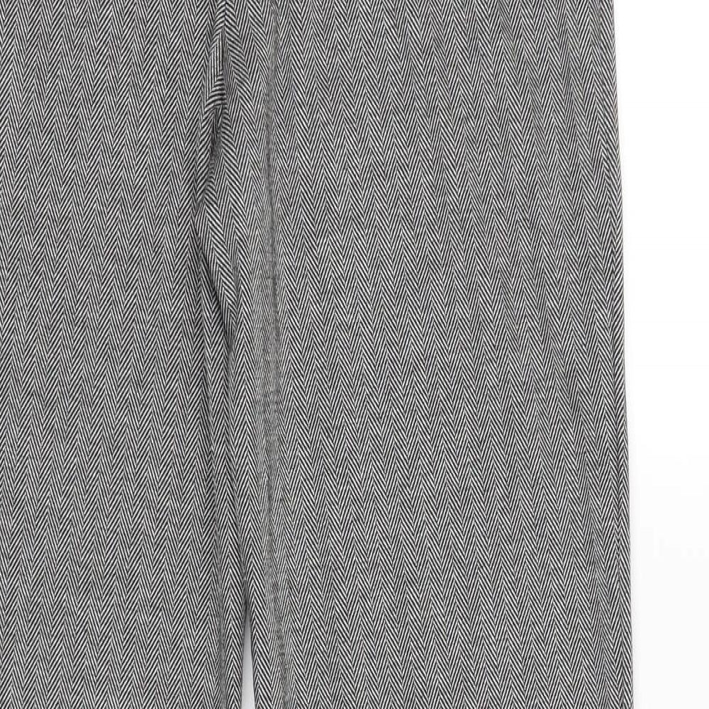 M&S Womens Black Striped  Jegging Trousers Size 10 L33 in