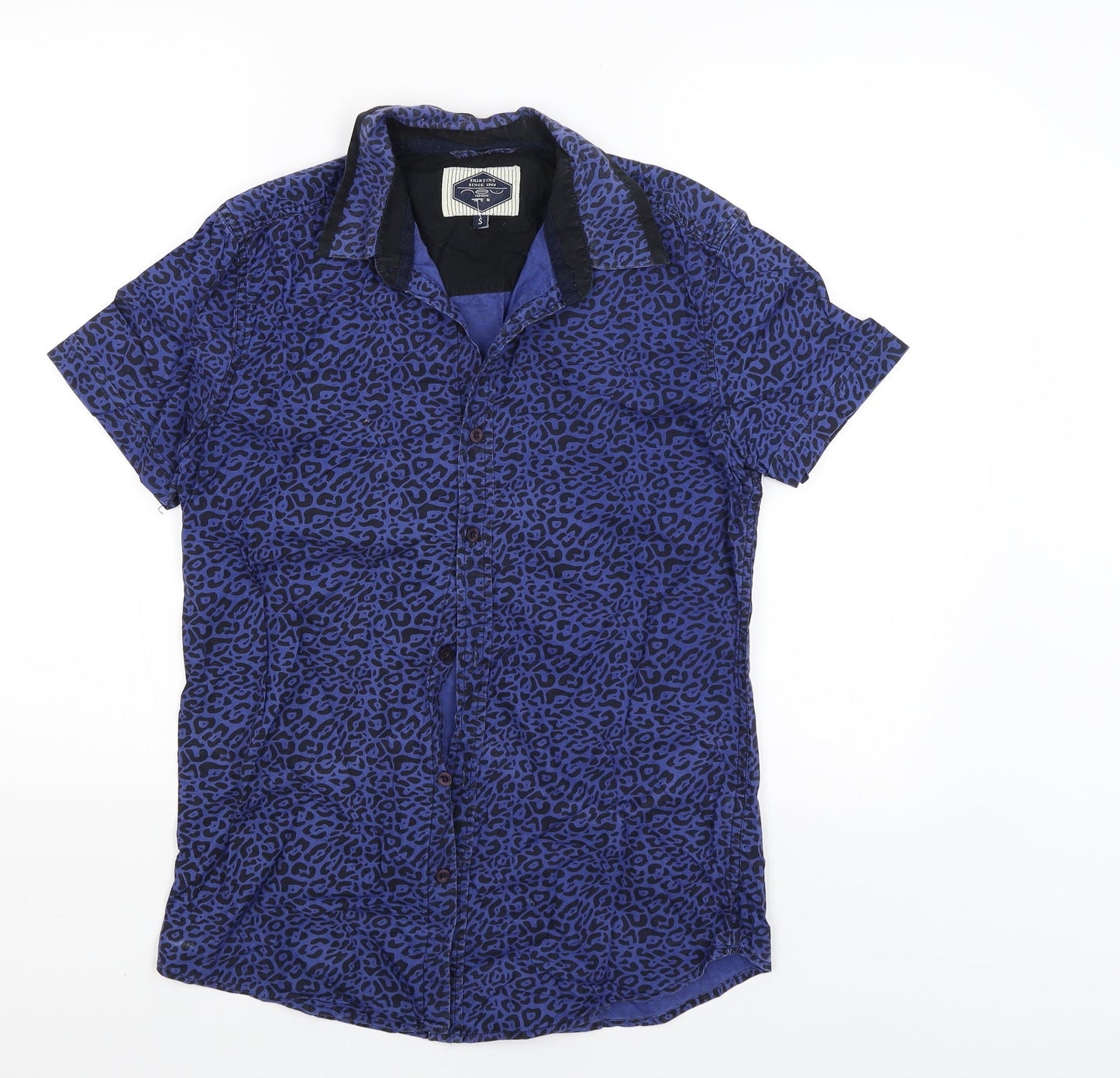 Mens UK Size S New Look Blue  Button-Up Short Sleeve Casual Shirt