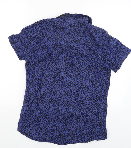 Mens UK Size S New Look Blue  Button-Up Short Sleeve Casual Shirt