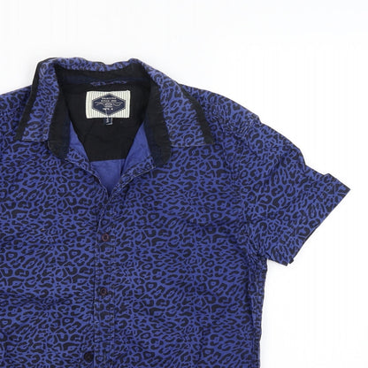 Mens UK Size S New Look Blue  Button-Up Short Sleeve Casual Shirt