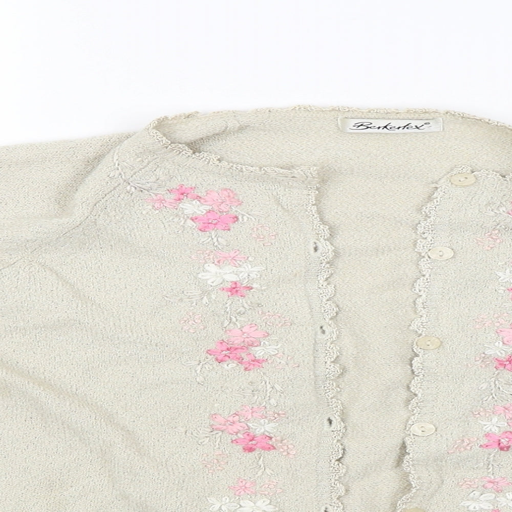 Womens UK Size 14 Berkertex Beige Cardigan Jumper