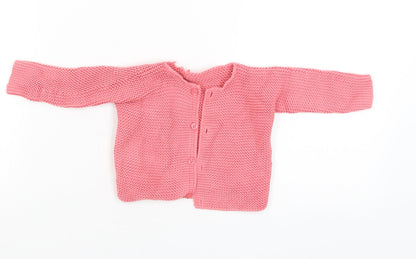 M&S Girls Pink   Cardigan Jumper Size 0-3 Months