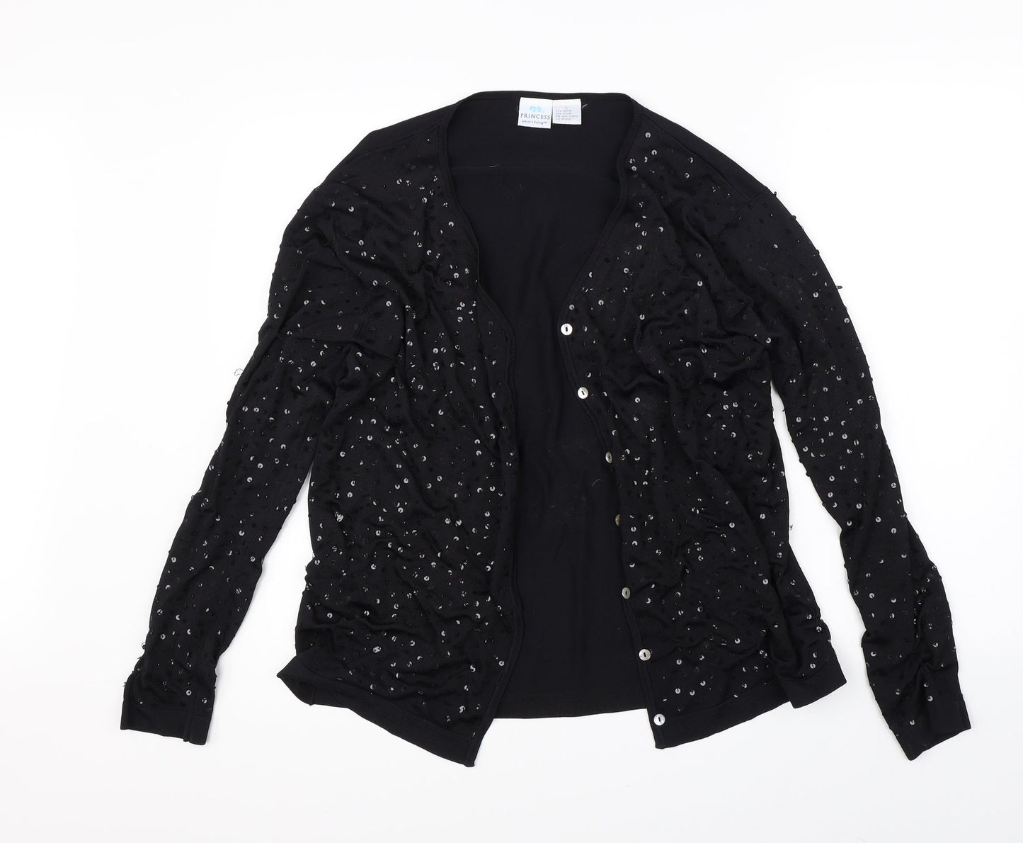Princess Womens Black  Rayon Cardigan Jumper Size L