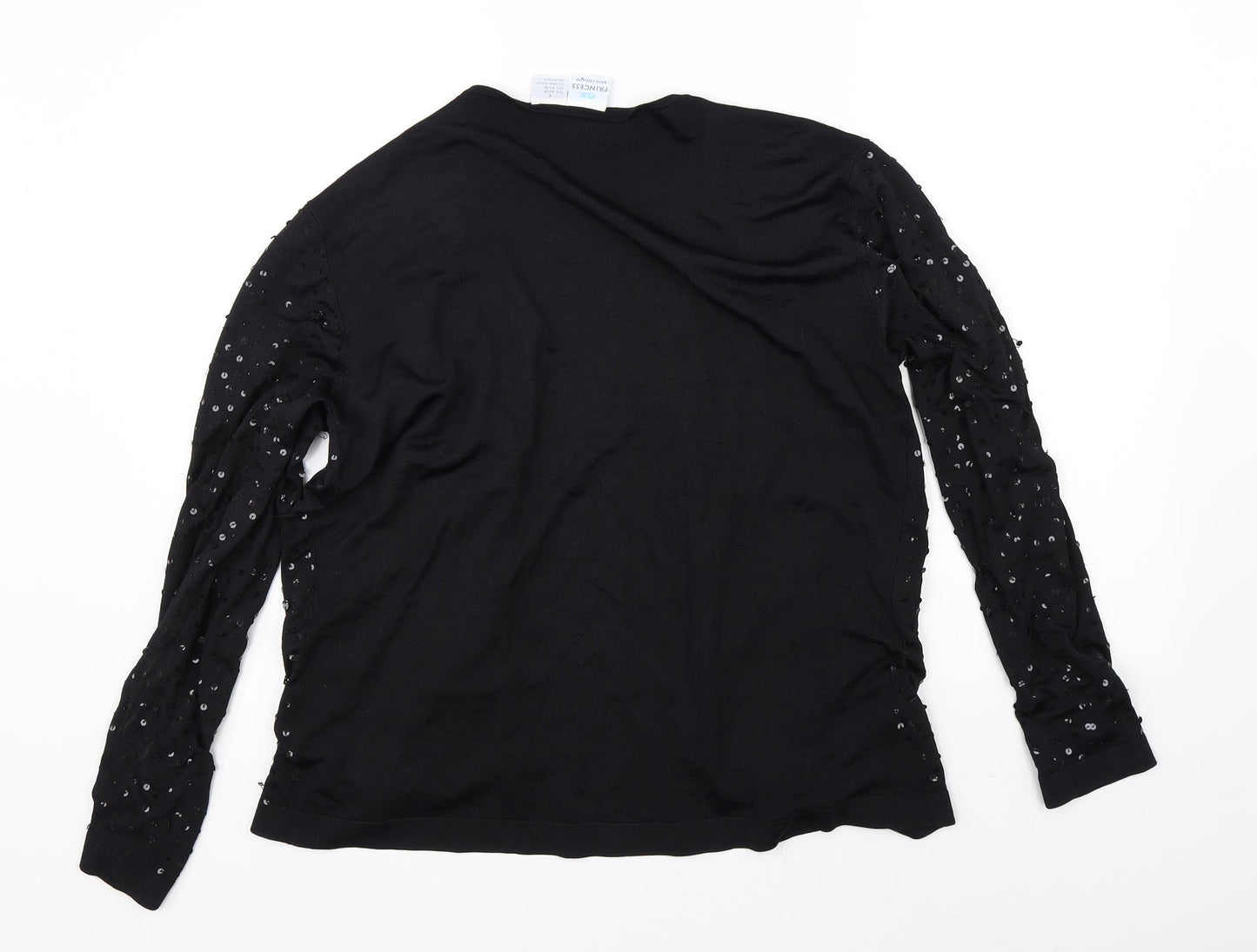 Princess Womens Black  Rayon Cardigan Jumper Size L
