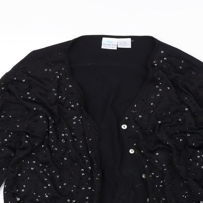 Princess Womens Black  Rayon Cardigan Jumper Size L