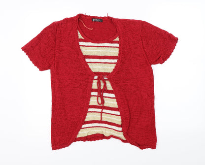 Womens UK Size S BM Red Basic Blouse