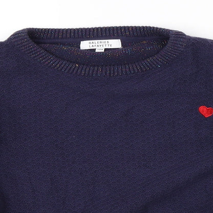 Galeries Lafayette Girls Blue  Knit Pullover Jumper Size 10 Years