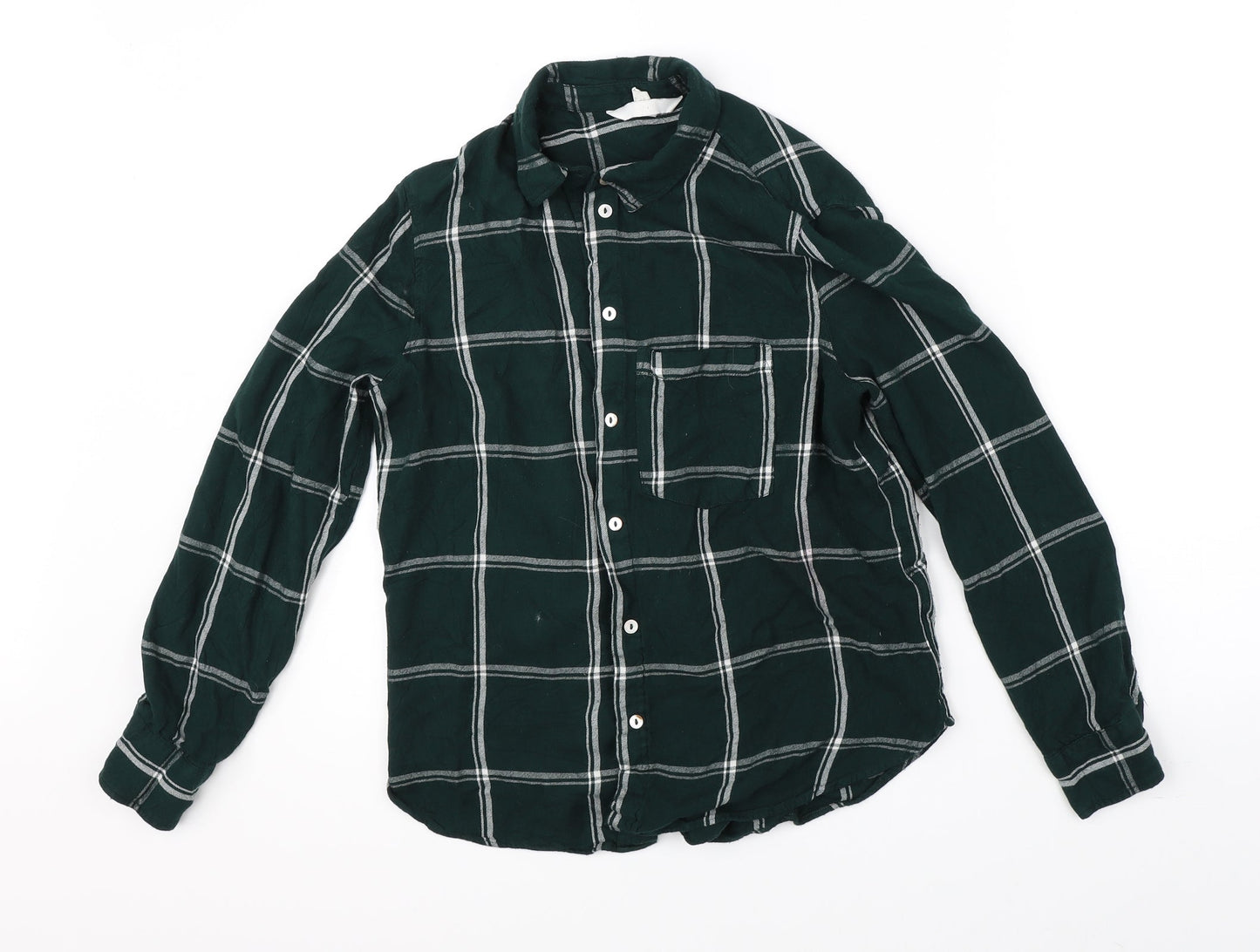 Womens UK Size 10 H&M Green Basic Button-Up
