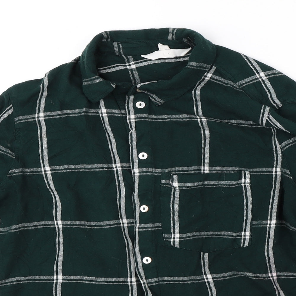 Womens UK Size 10 H&M Green Basic Button-Up